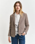 Reg Herringbone Short Blazer - Caramel Beige