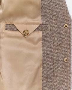 Reg Herringbone Short Blazer - Caramel Beige