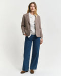 Reg Herringbone Short Blazer - Caramel Beige