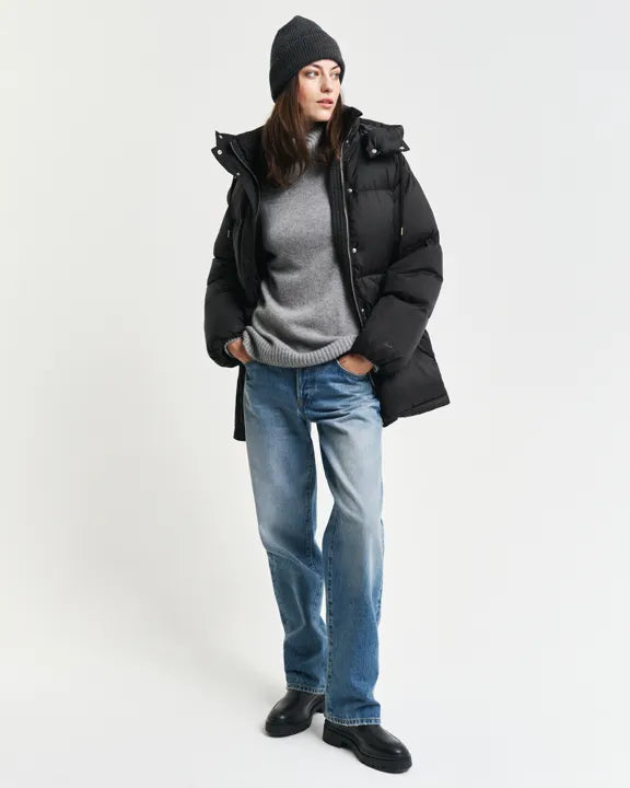 Mid Length Down Jacket - Black