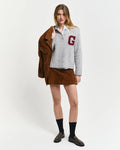 G Intarsia Knitted Polo - Light Grey Melange