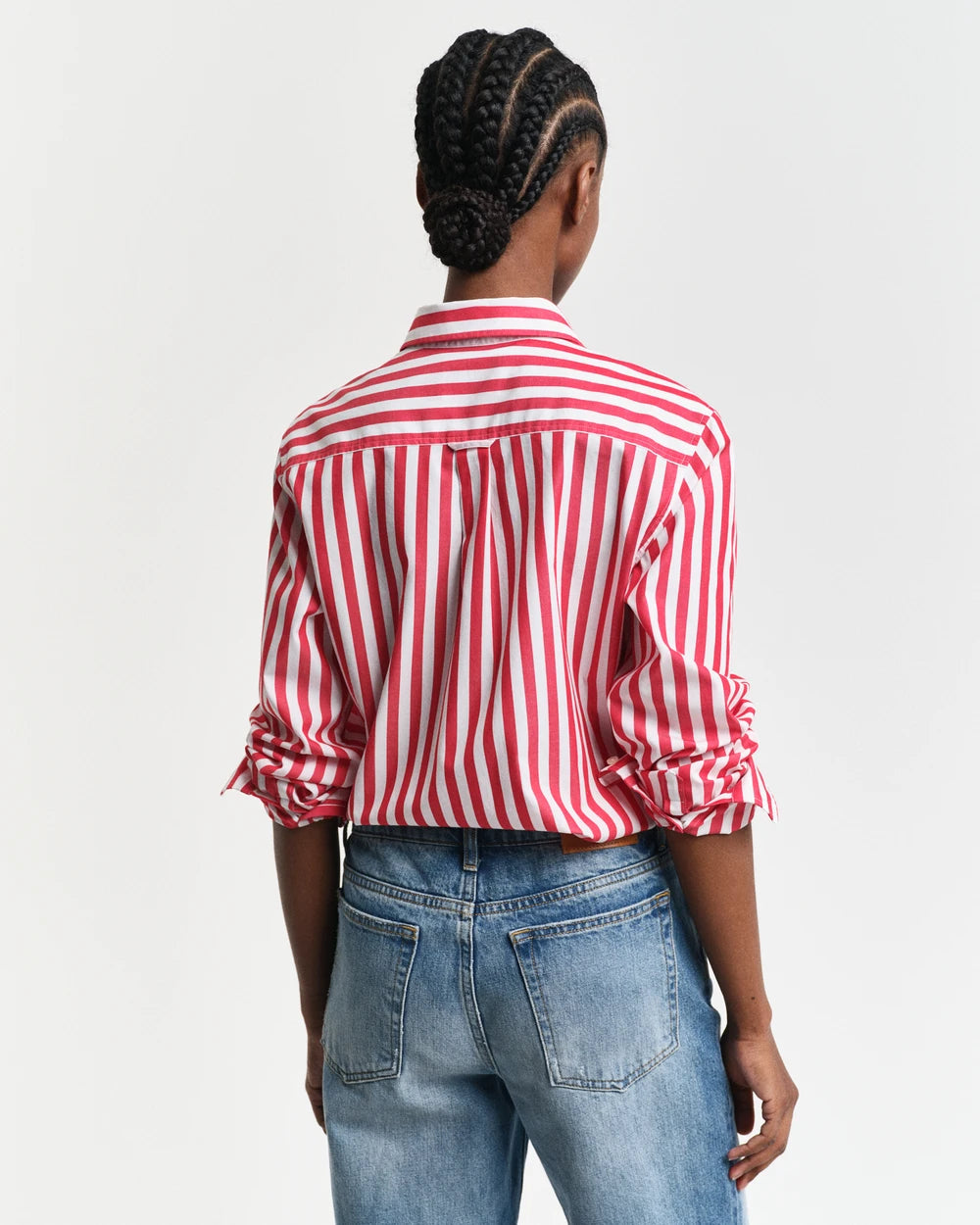 Reg Poplin Wide Striped Shirt - Bright Red