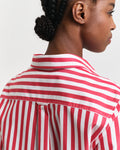 Reg Poplin Wide Striped Shirt - Bright Red