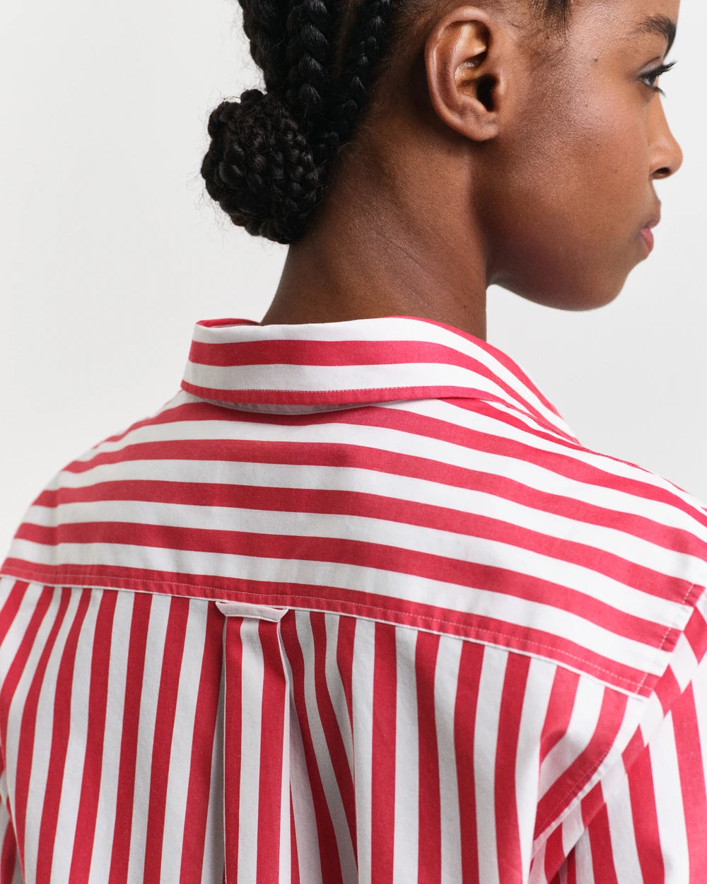 Reg Poplin Wide Striped Shirt - Bright Red