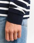 Breton Stripe Långärmad Pikétröja - Evening Blue