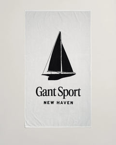 Sailing Print Beach Towel - White