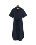 Reg Linen Ss Shirt Dress - Evening Blue