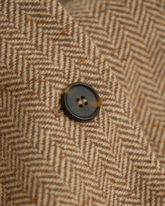 Slim Wool Blend Herringbone Blazer - Roasted Walnut