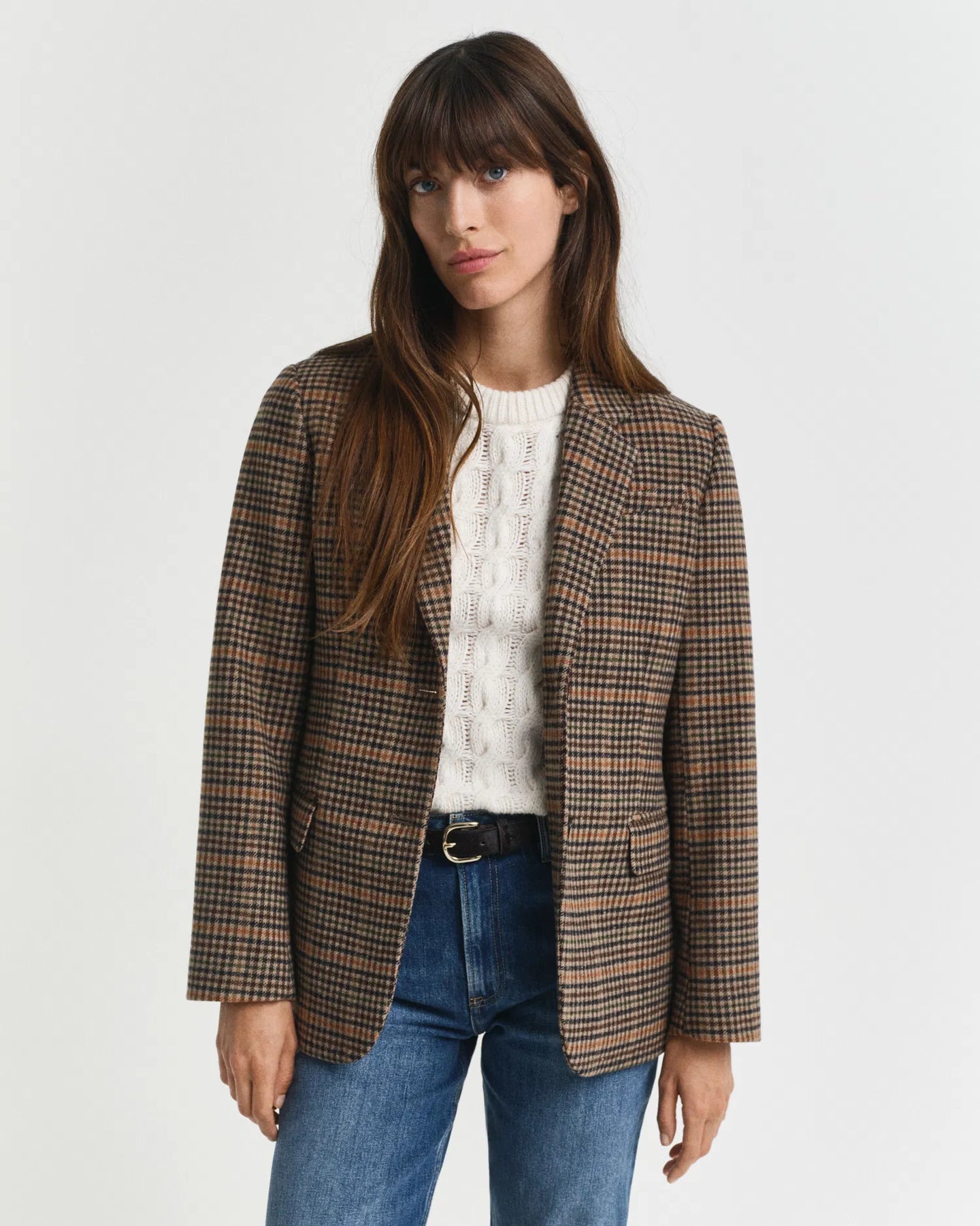 GANT Reg Wool Houndstooth Blazer - Roasted Walnut