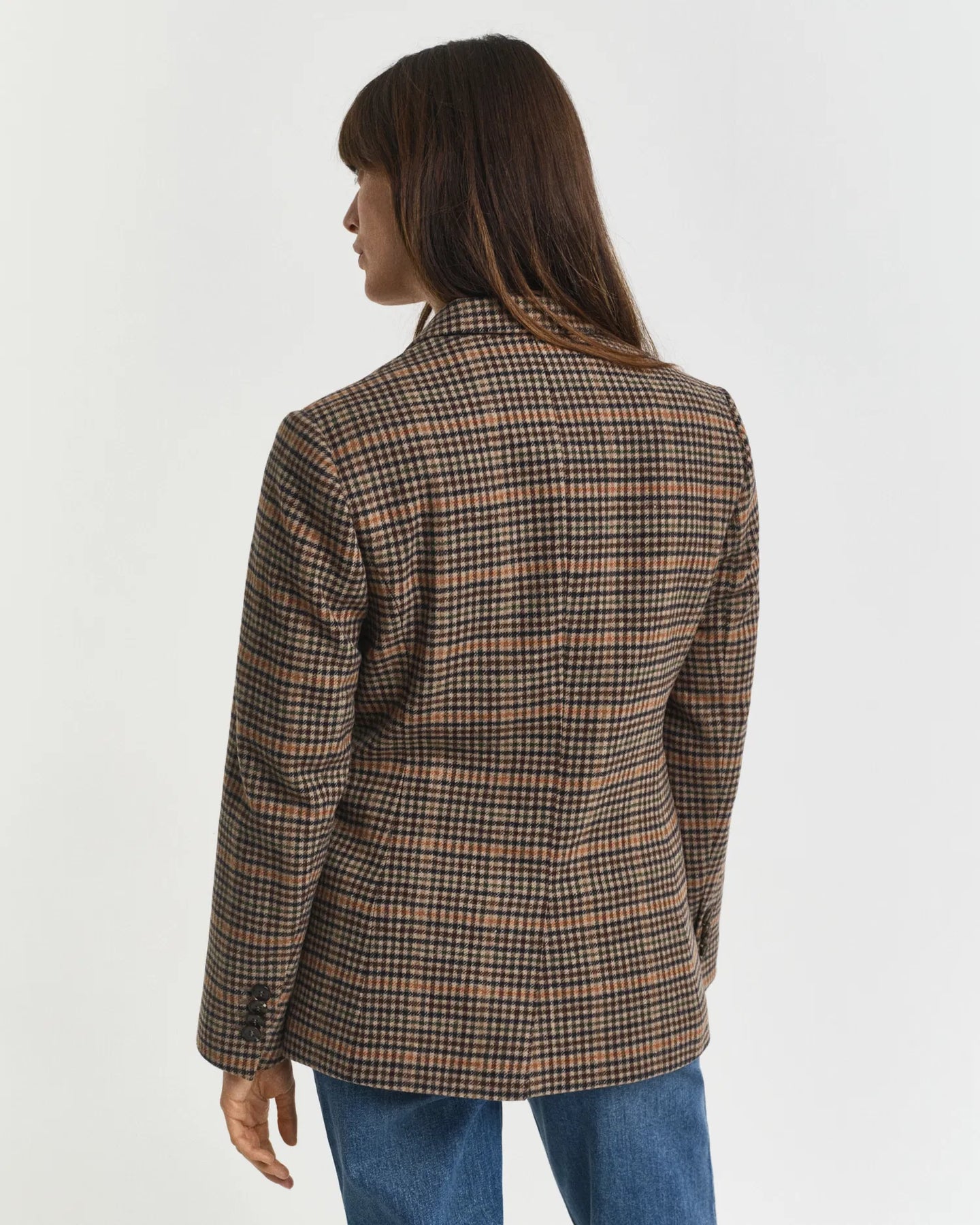 GANT Reg Wool Houndstooth Blazer - Roasted Walnut