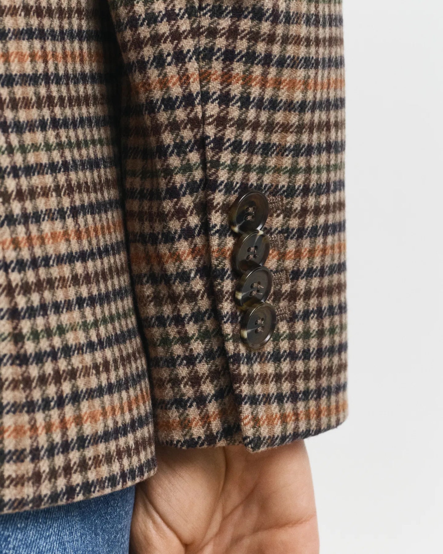 GANT Reg Wool Houndstooth Blazer - Roasted Walnut