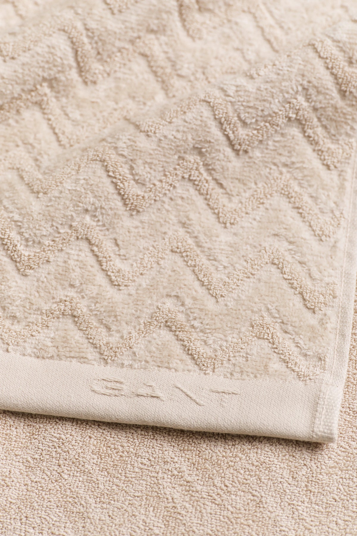 Jacquard Herringbone Handduk 70x140 - Faded Beige
