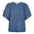 Tillycc Emb Ss Blouse - Denim Blue