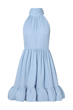 Fern Halterneck Ruffled Mini Dress - Sky