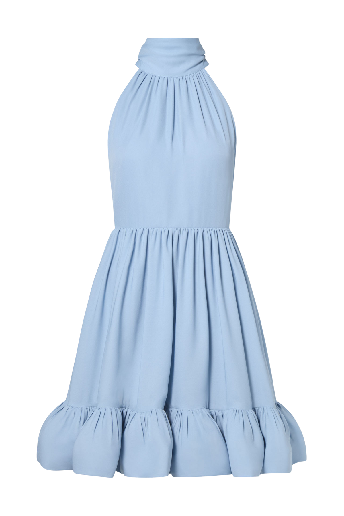Fern Halterneck Ruffled Miniklänning - Sky