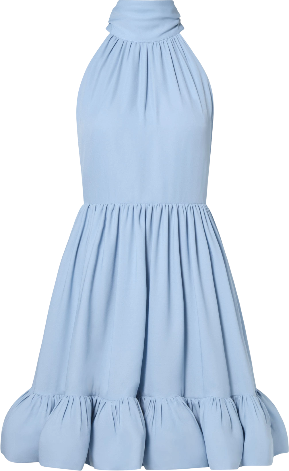 Fern Halterneck Ruffled Mini Dress - Sky
