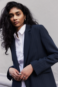 Rita LS Relaxed Blazer Pin Stripe - Dark Sapphire Pin Stripe