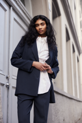 Rita LS Relaxed Blazer Pin Stripe - Dark Sapphire Pin Stripe