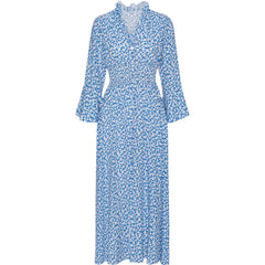 Sally Long Dress - Blue White Flower