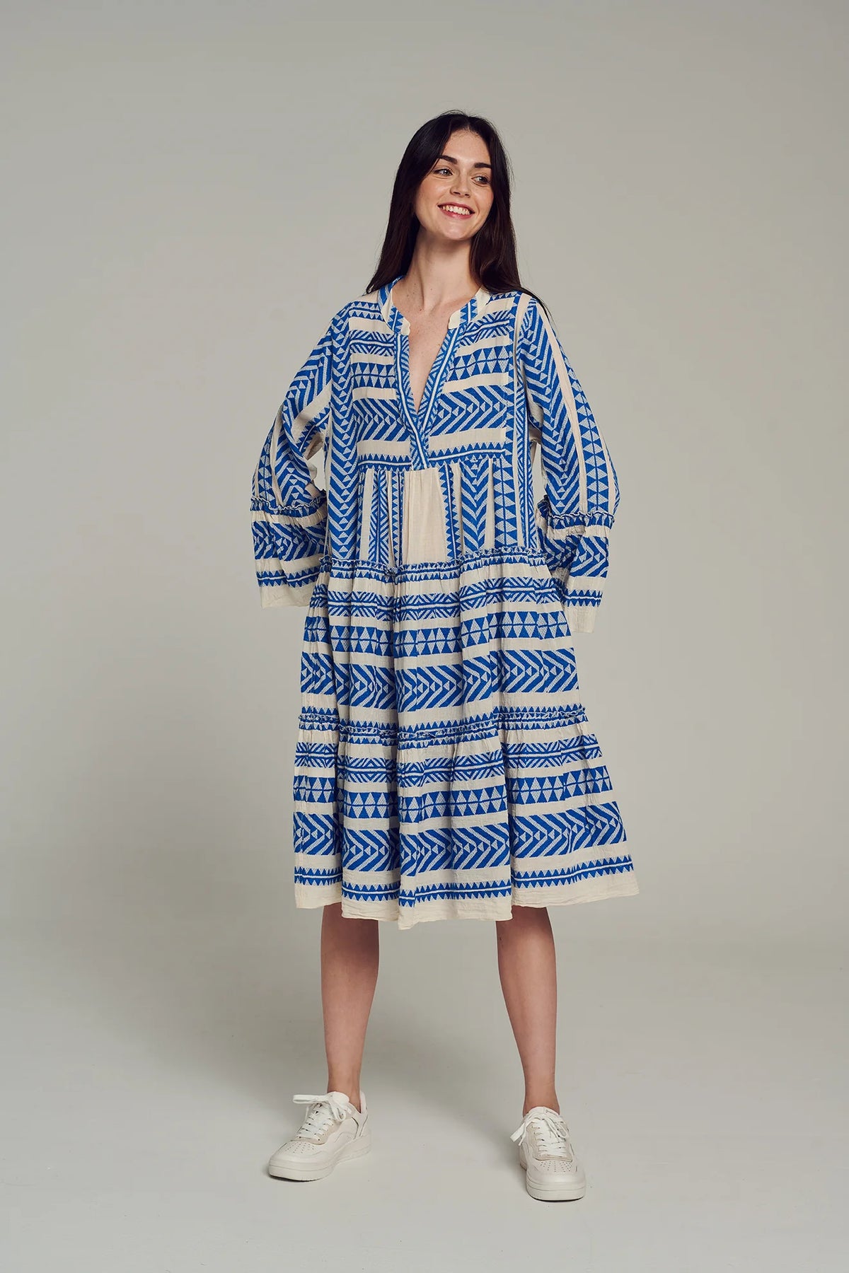 Ella Midi - Blue/Offwhite