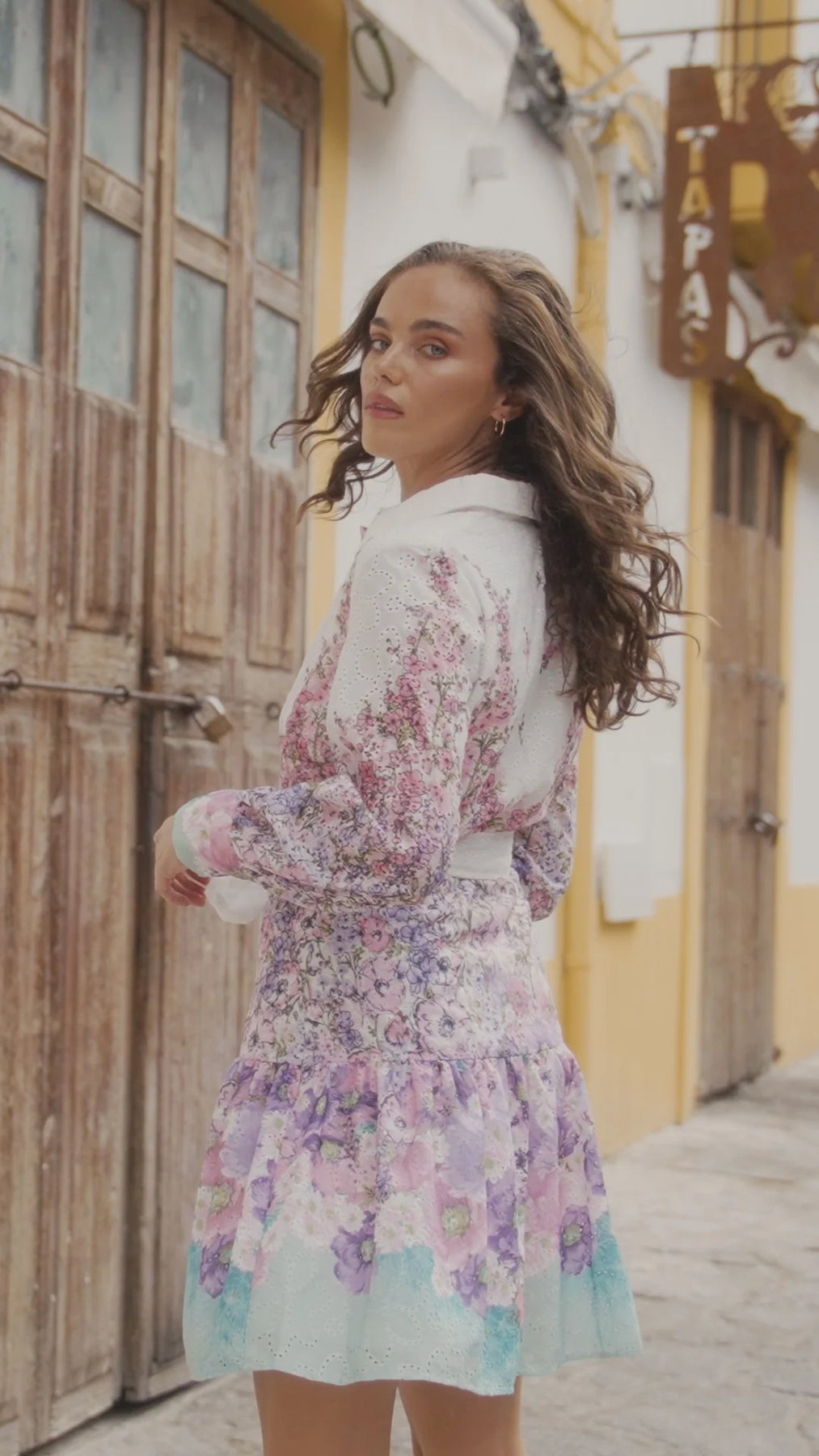 Berta Mini Dress - Lavender Garden