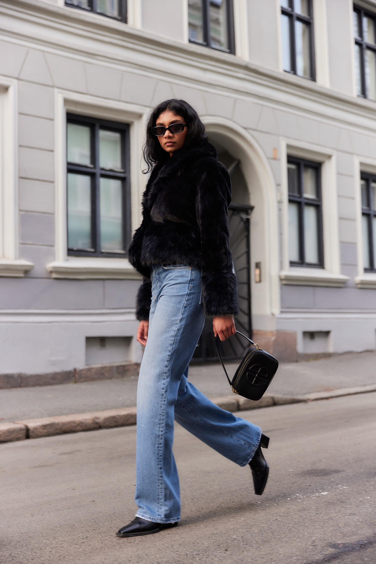 Adina Fake Fur Jacket - Black