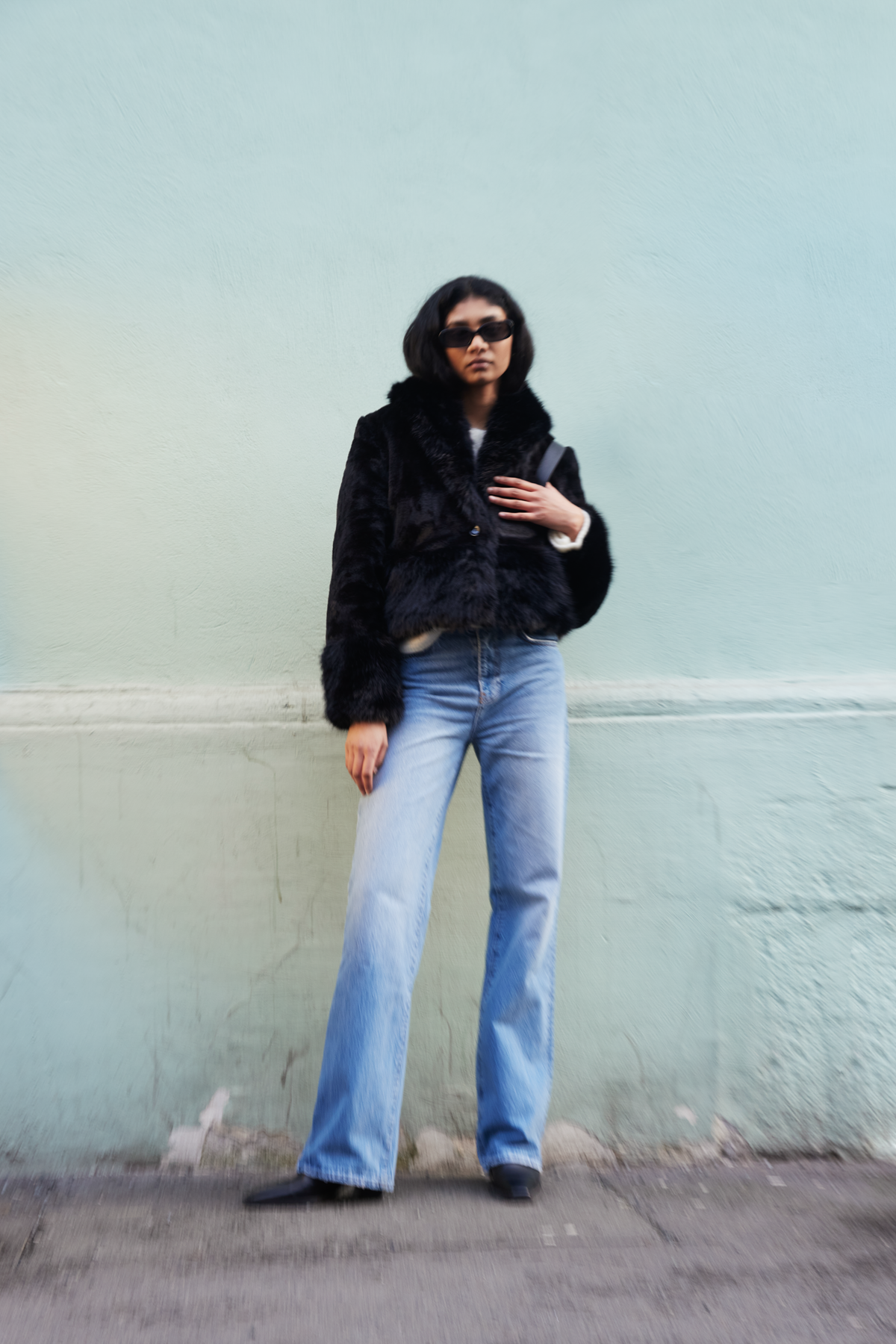Adina Fake Fur Jacket - Black