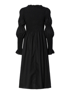 Yaschemma Ls Smock Midi Dress - Black