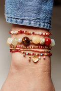 Maroon Harmony Bracelet - Gold