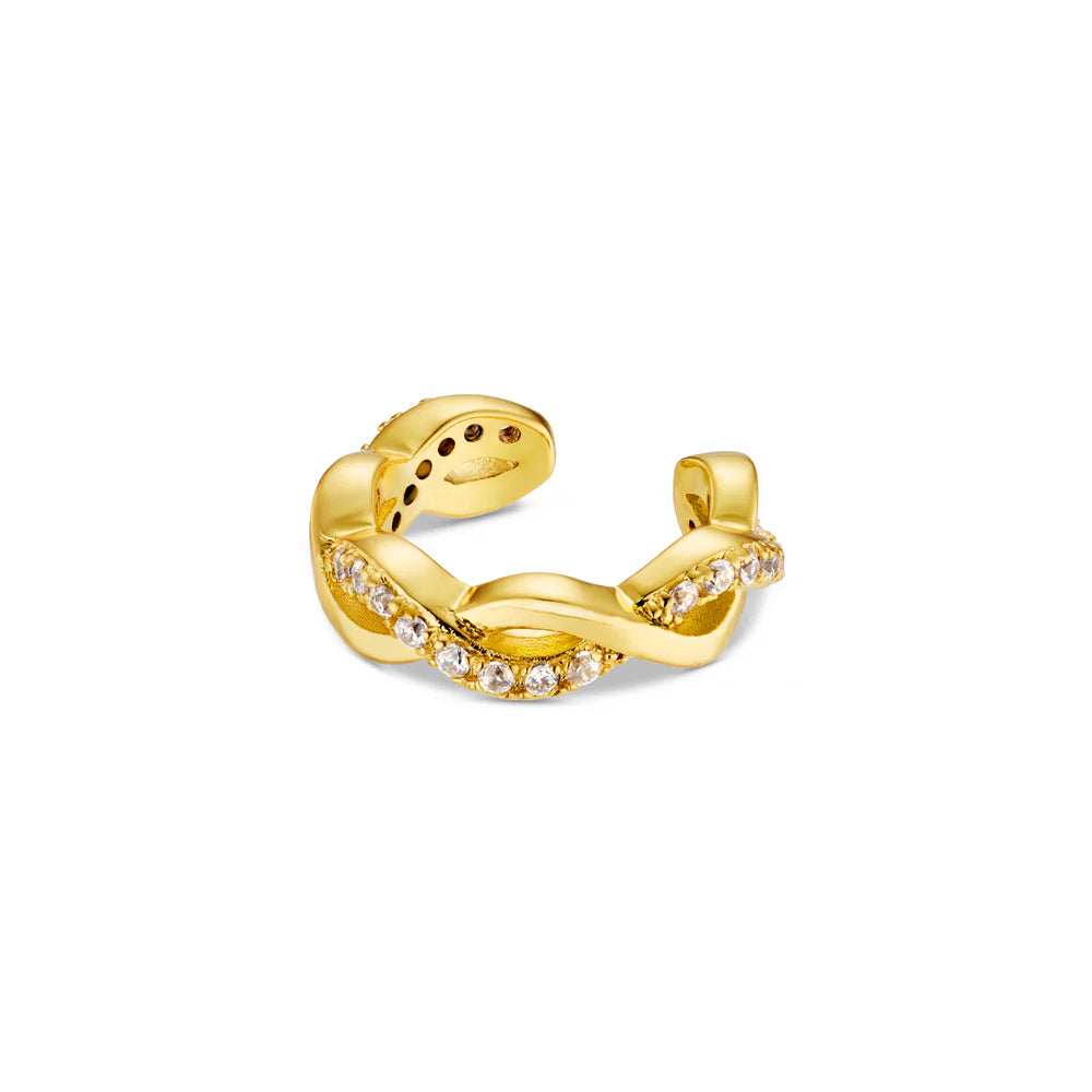 Pave & Metal Twist Ear Cuff - Gold