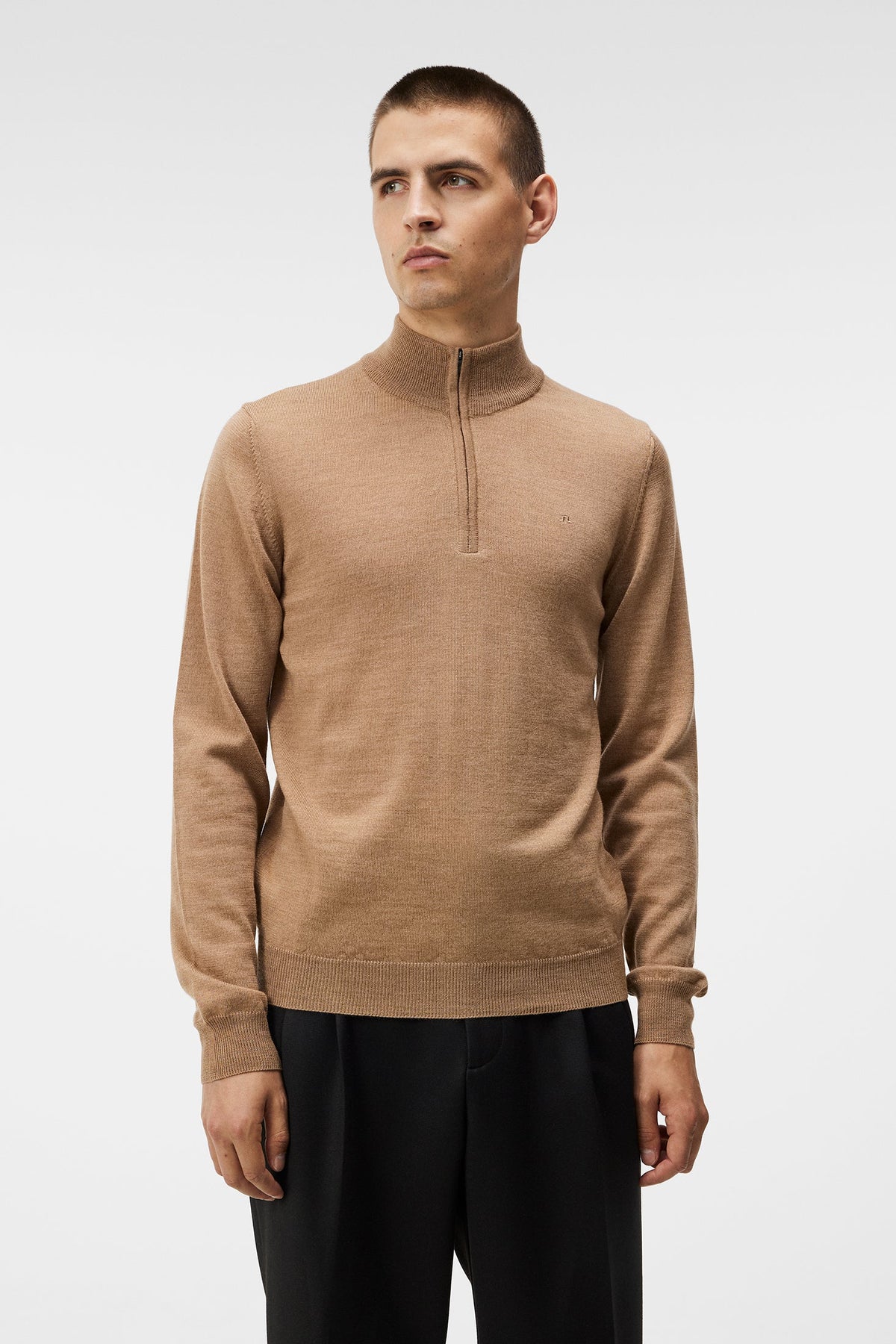 Kiyan Quarter Zip Sweater - Chipmunk Melange