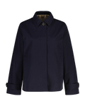 Short Cotton Blend Car Coat - Evening Blue