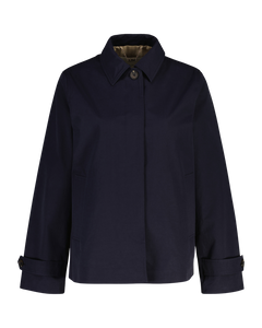 Short Cotton Blend Car Coat - Evening Blue