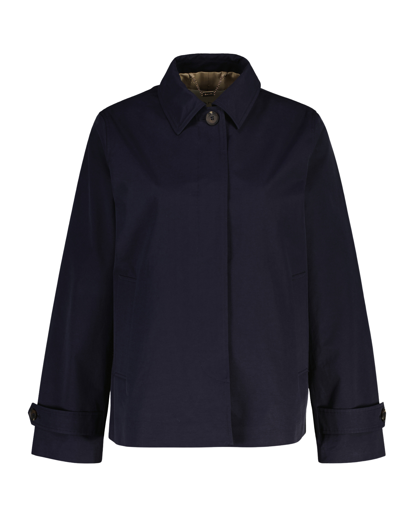 Short Cotton Blend Car Coat - Evening Blue