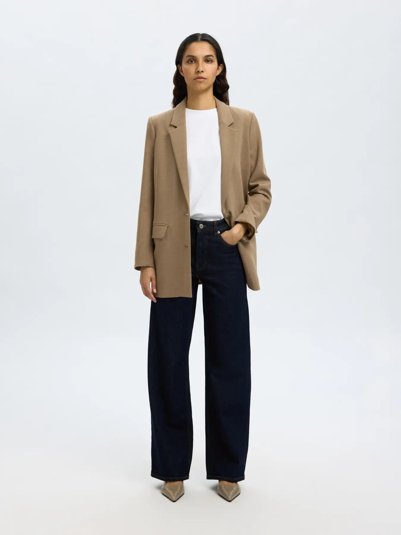 Wide Bea-Kori Hw Jeans - Mörkblå denim