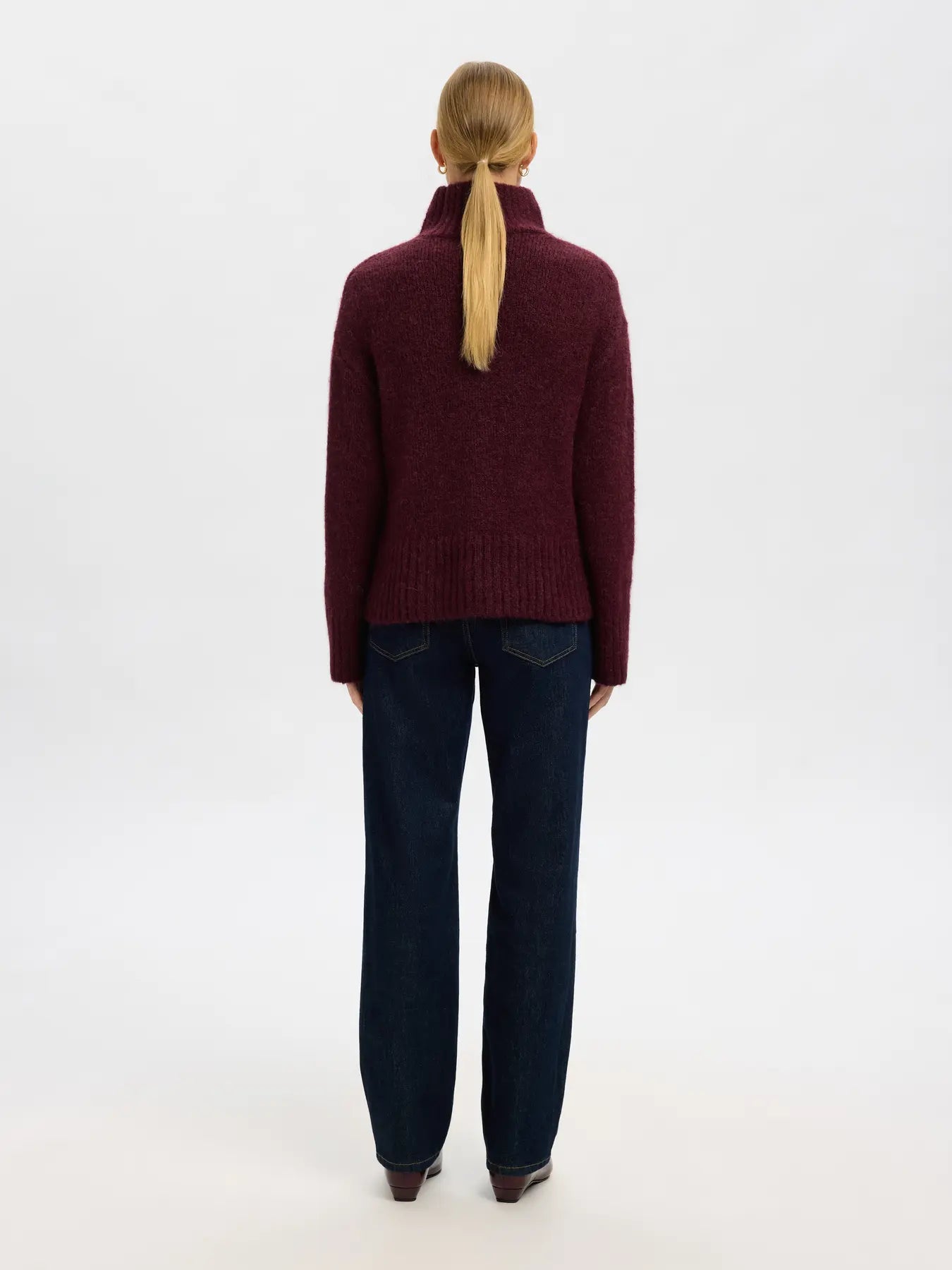 Gabriella Ls Knit High Neck - Fig Melange