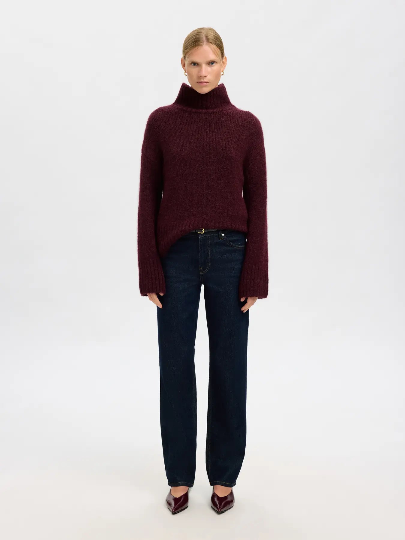 Gabriella Ls Knit High Neck - Fig Melange