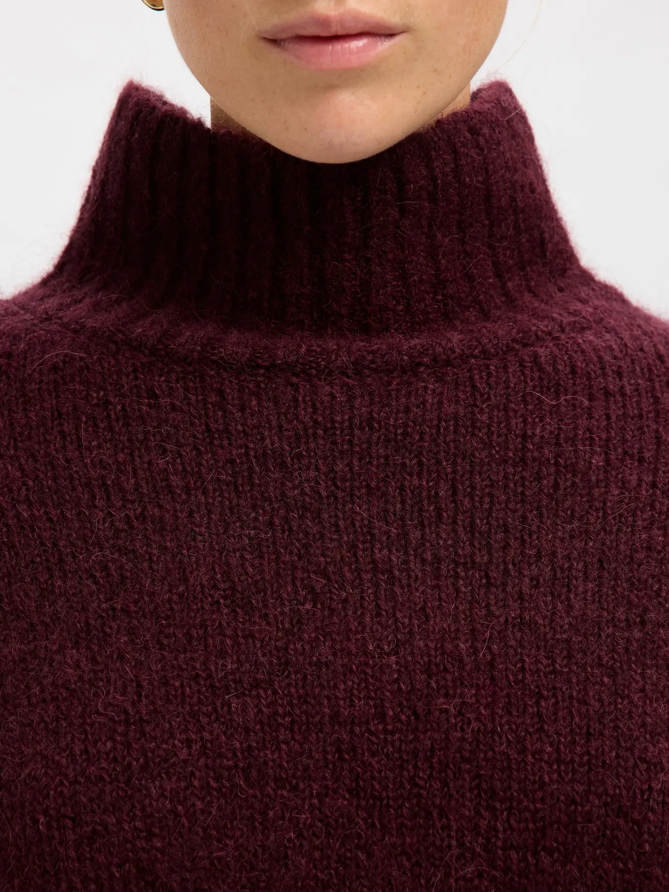 Gabriella Ls Knit High Neck - Fig Melange
