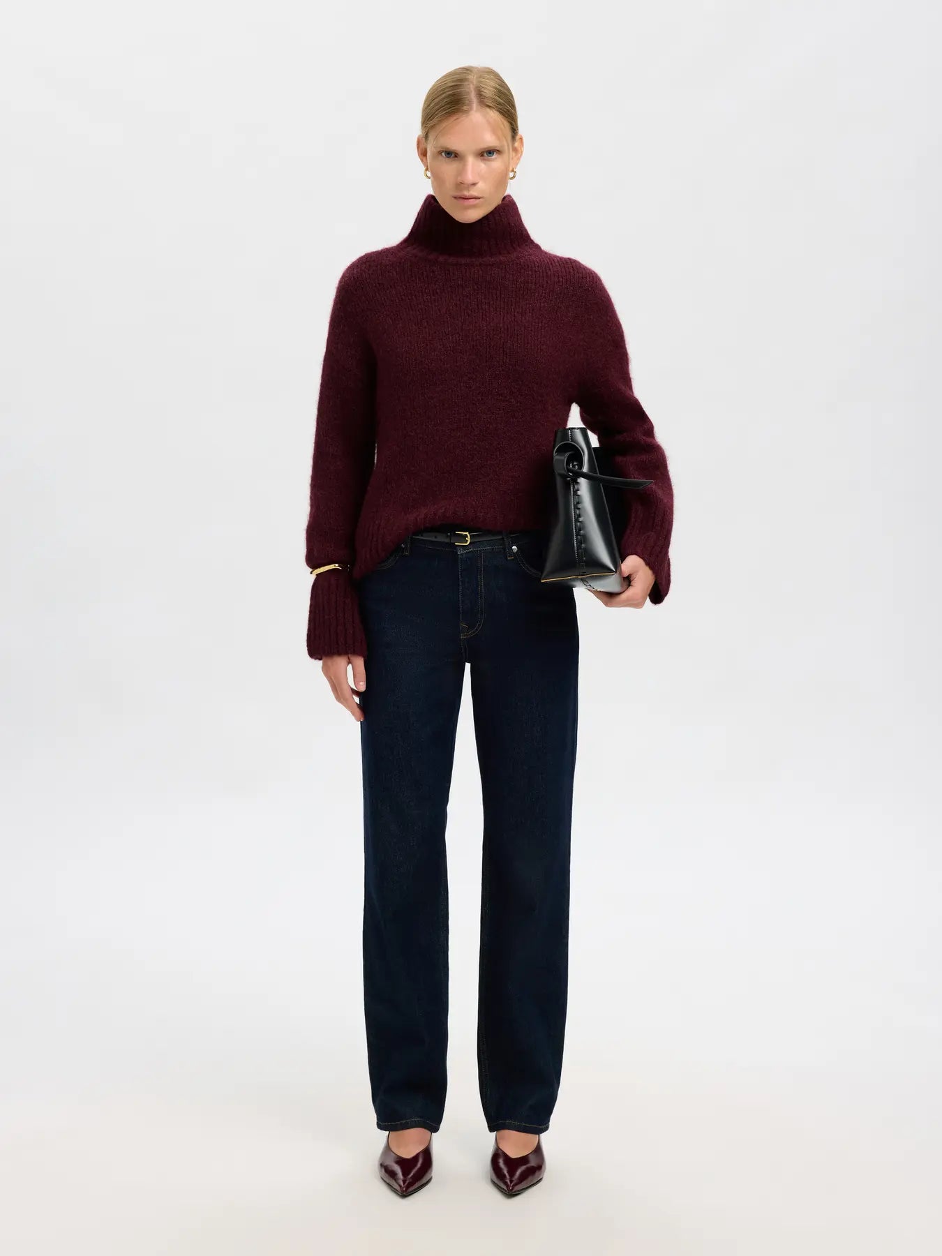 Gabriella Ls Knit High Neck - Fig Melange