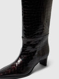 Olivia Leather High Shafted Boot - Fig Croco