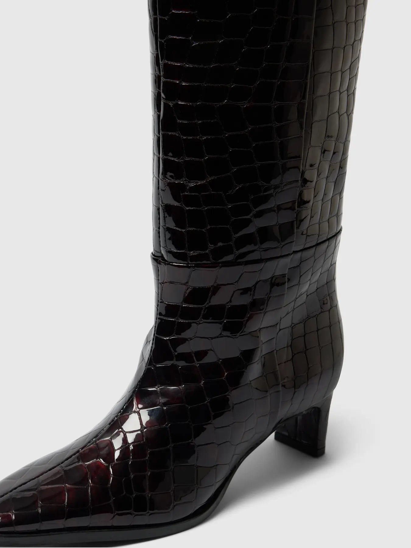 Olivia Leather High Shafted Boot - Fig Croco