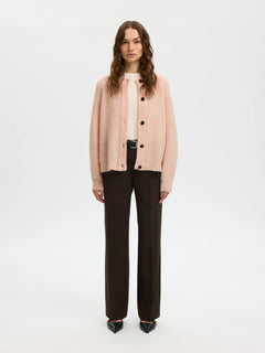 Lulu Ls Knit Short Cardigan - Pale Dogwood Melange
