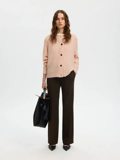 Lulu Ls Knit Short Cardigan - Pale Dogwood Melange