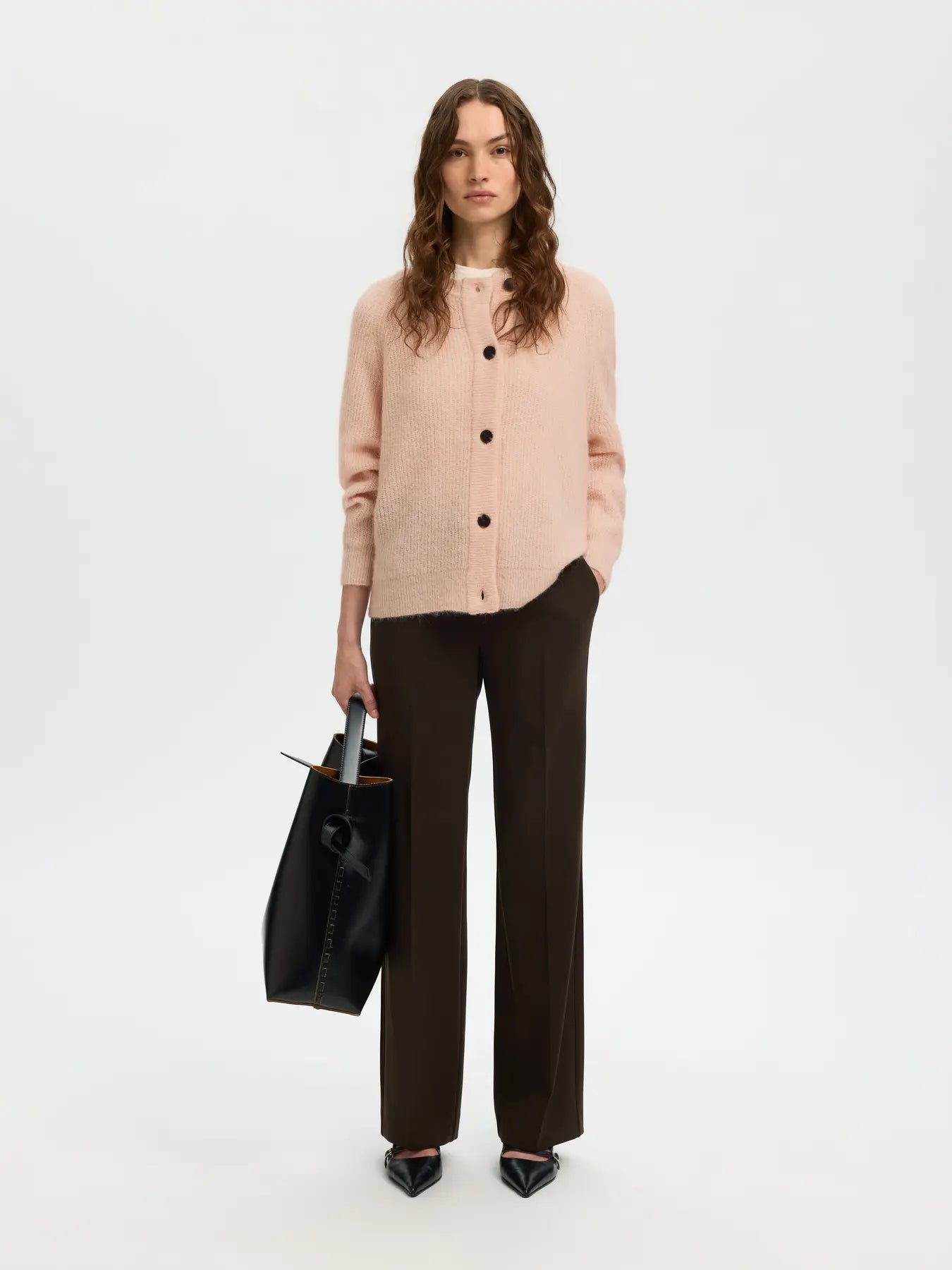 Lulu Ls Knit Short Cardigan - Pale Dogwood Melange