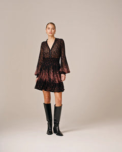 Georgette Mini Dress - Midnight Bouquet