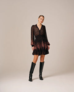 Georgette Mini Dress - Midnight Bouquet