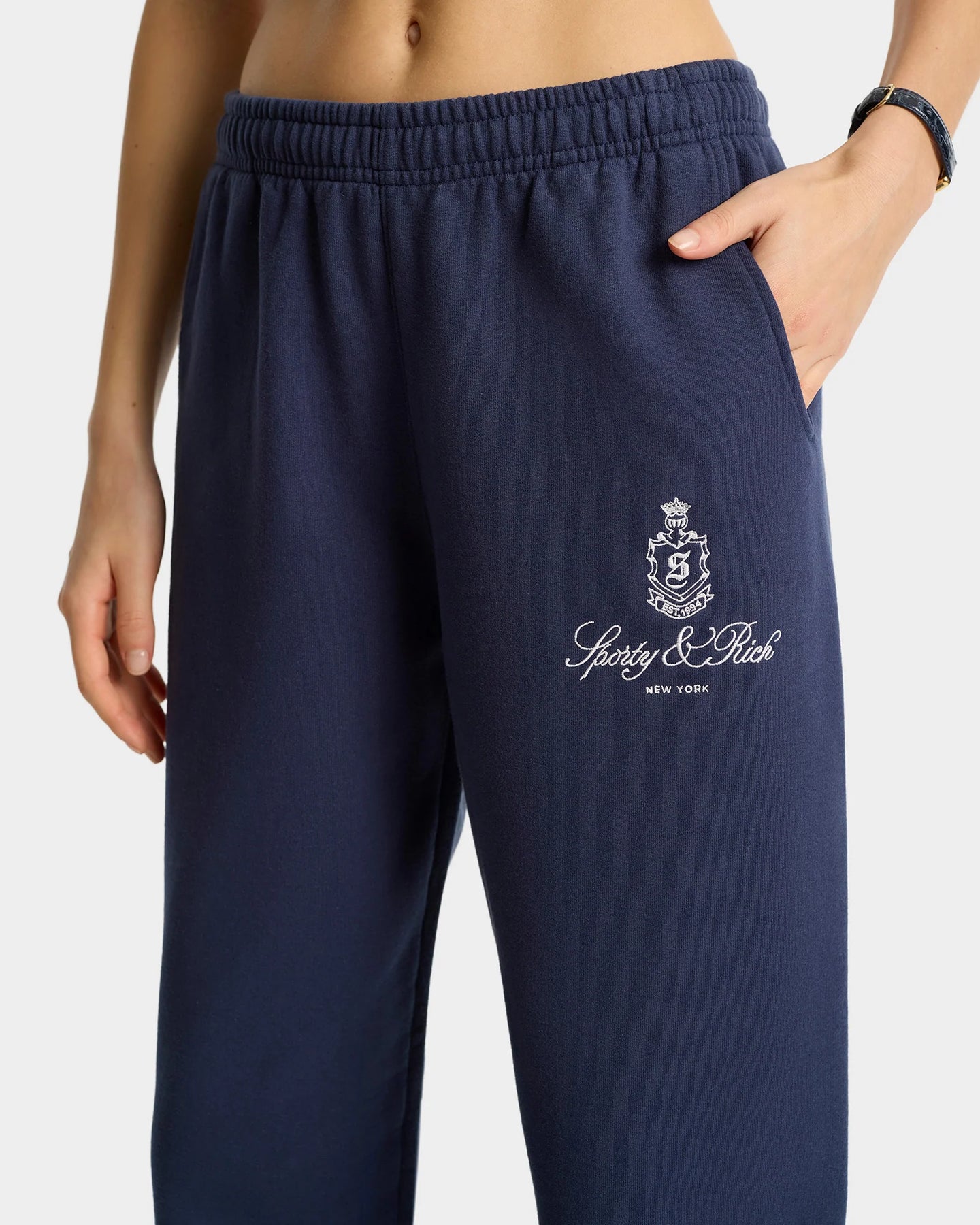 Vendome Embroidered Sweatpant - Dark Navy
