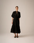 Cotton Slub Midi Dress - Black