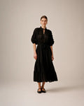 Cotton Slub Midi Dress - Black
