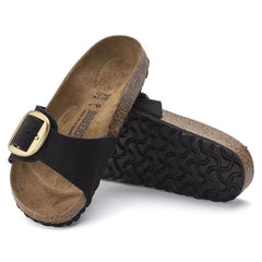 Madrid Big Buckle Nubuk Leather Narrow - Black